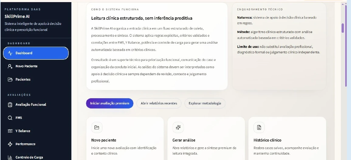 Captura da interface SkillPrime com painel de consulta e resumo do acompanhamento